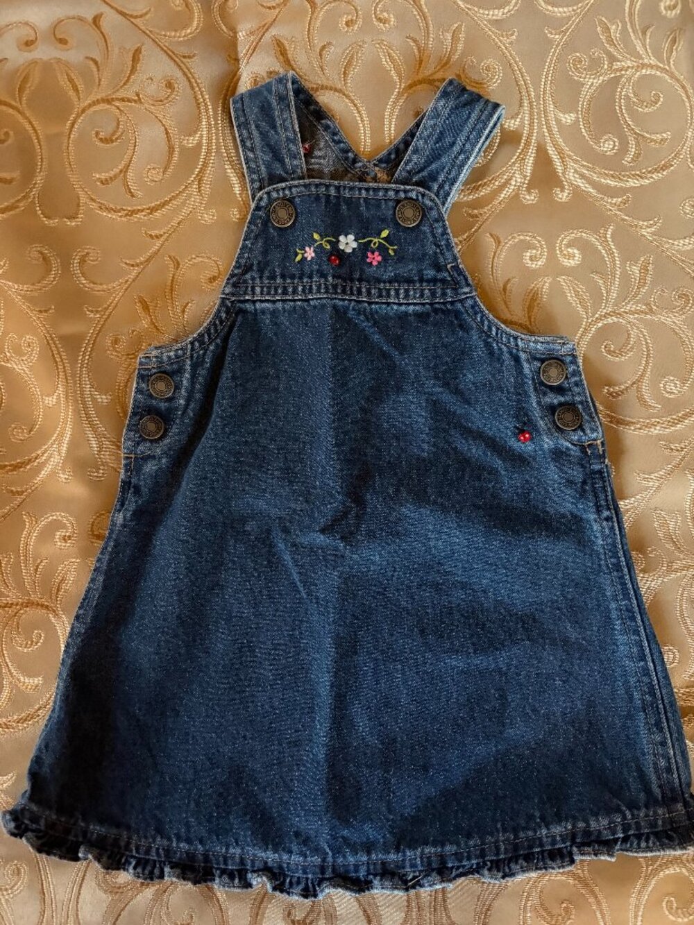 Lands End Jean Overall Denim Dress, Size 6-12 months